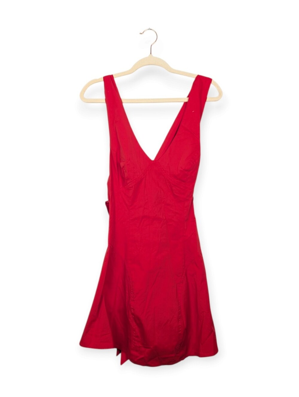 Free People Eye Catching Mini Dress L Atlas Red V-Neck Sleeveless Mini Dress NWT